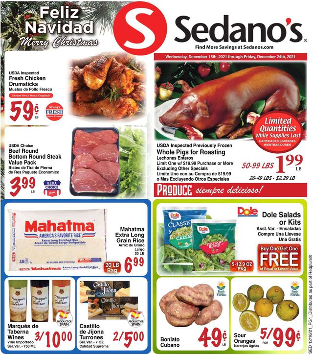 Sedano's Ad from 12/15/2021
