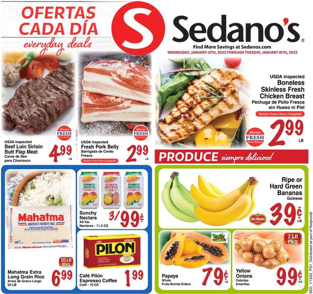 Sedano's Ad from 01/12/2022