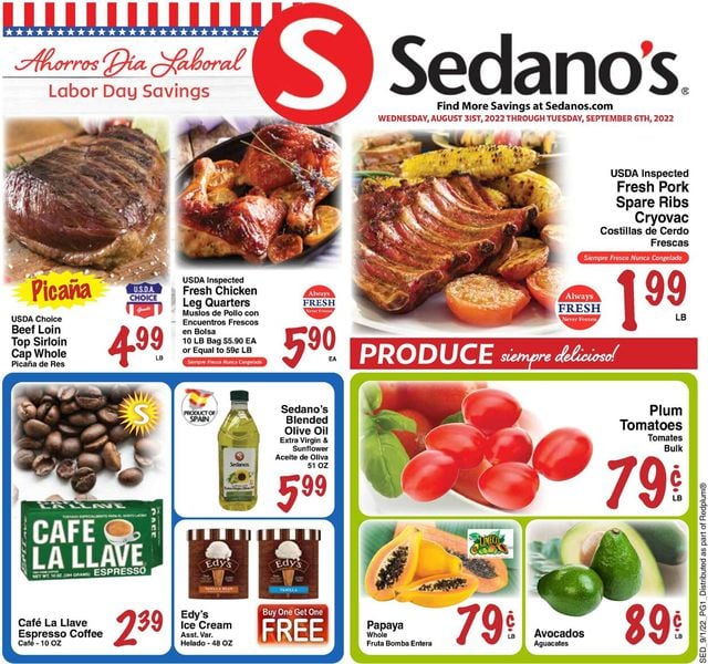 Sedano's Ad from 08/31/2022