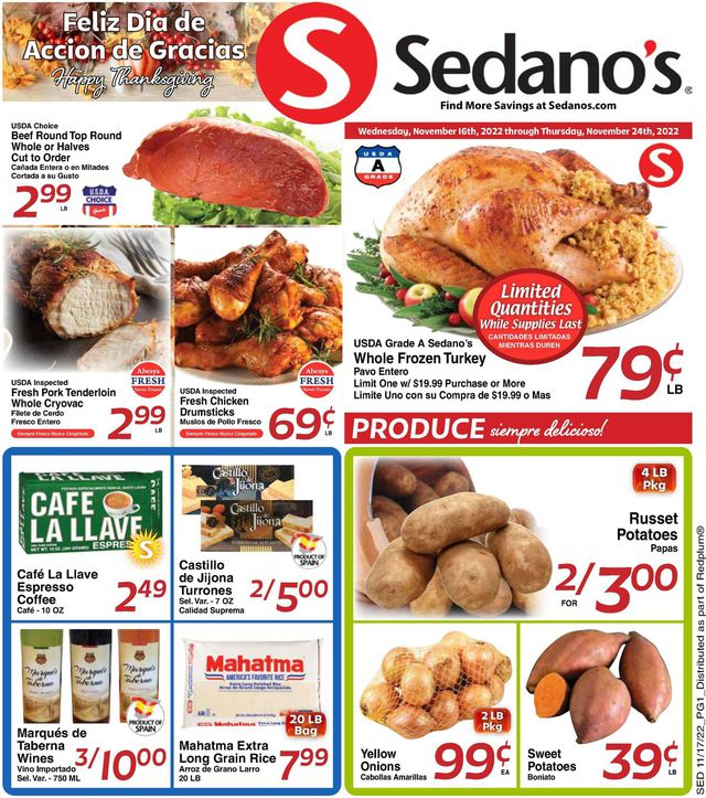 Sedano's Ad from 11/16/2022