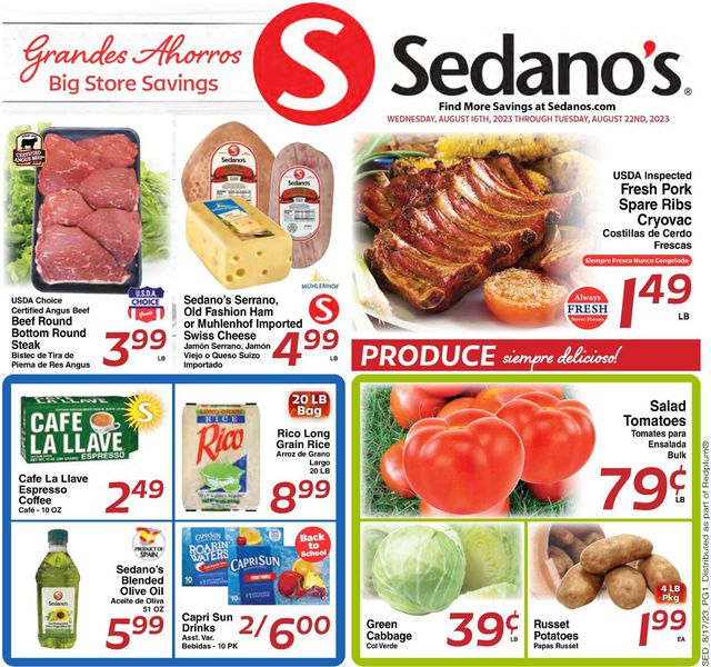 Sedano's Ad from 08/16/2023
