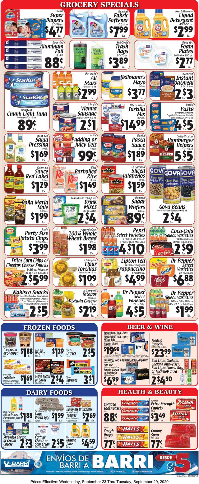 Sellers Bros. Ad from 09/23/2020