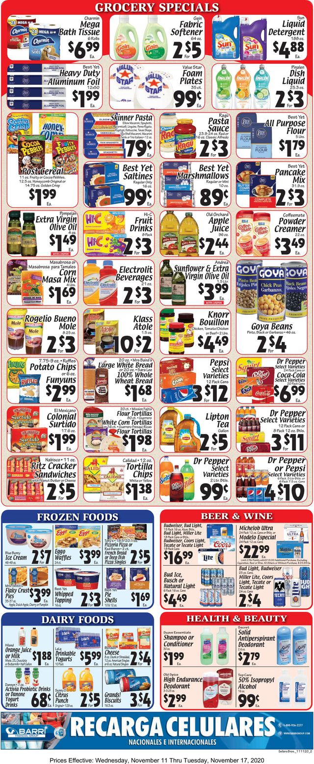 Sellers Bros. Ad from 11/11/2020