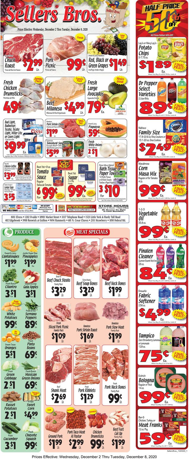 Sellers Bros. Ad from 12/02/2020
