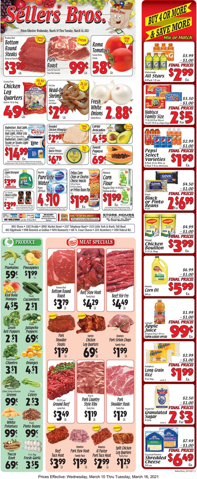 Sellers Bros. Ad from 03/10/2021