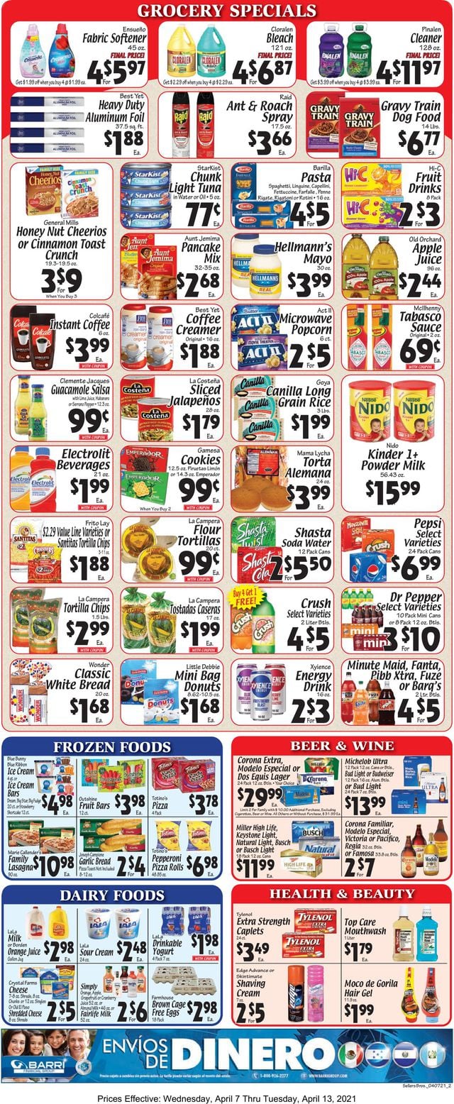 Sellers Bros. Ad from 04/07/2021