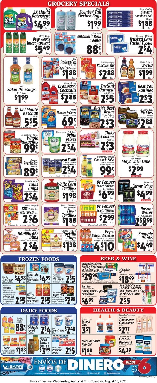Sellers Bros. Ad from 08/04/2021