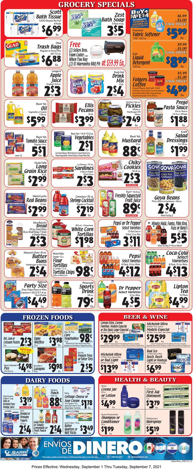 Sellers Bros. Ad from 09/01/2021