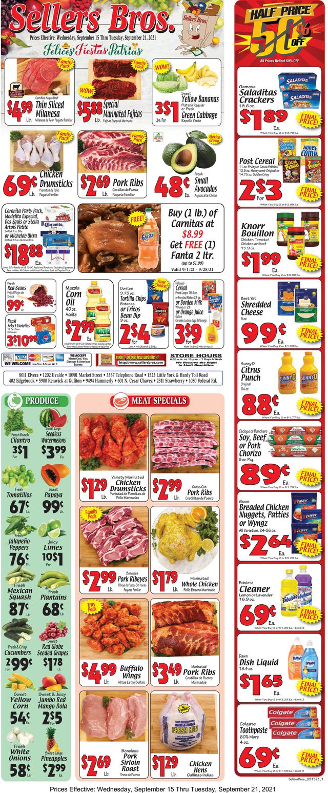 Sellers Bros. Ad from 09/15/2021