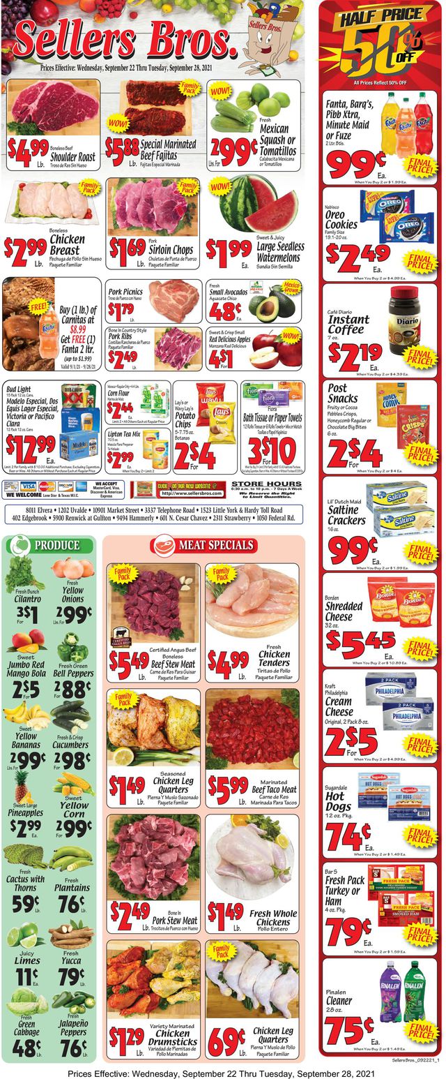 Sellers Bros. Ad from 09/22/2021