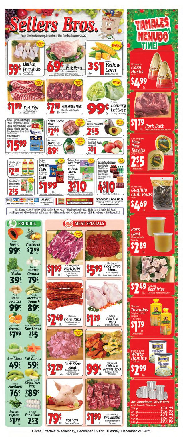Sellers Bros. Ad from 12/15/2021