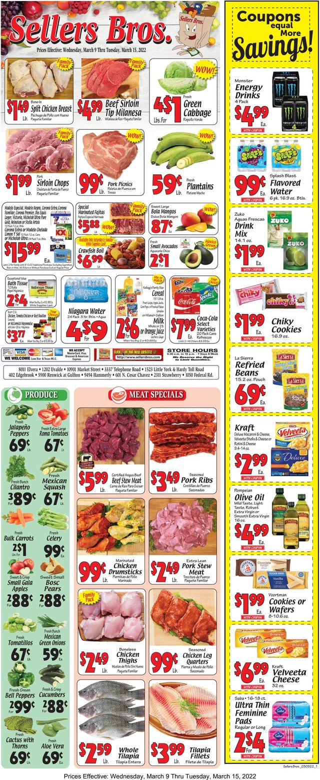 Sellers Bros. Ad from 03/09/2022