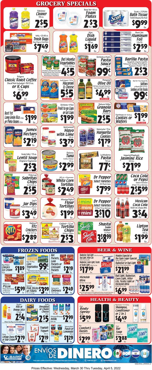 Sellers Bros. Ad from 03/30/2022