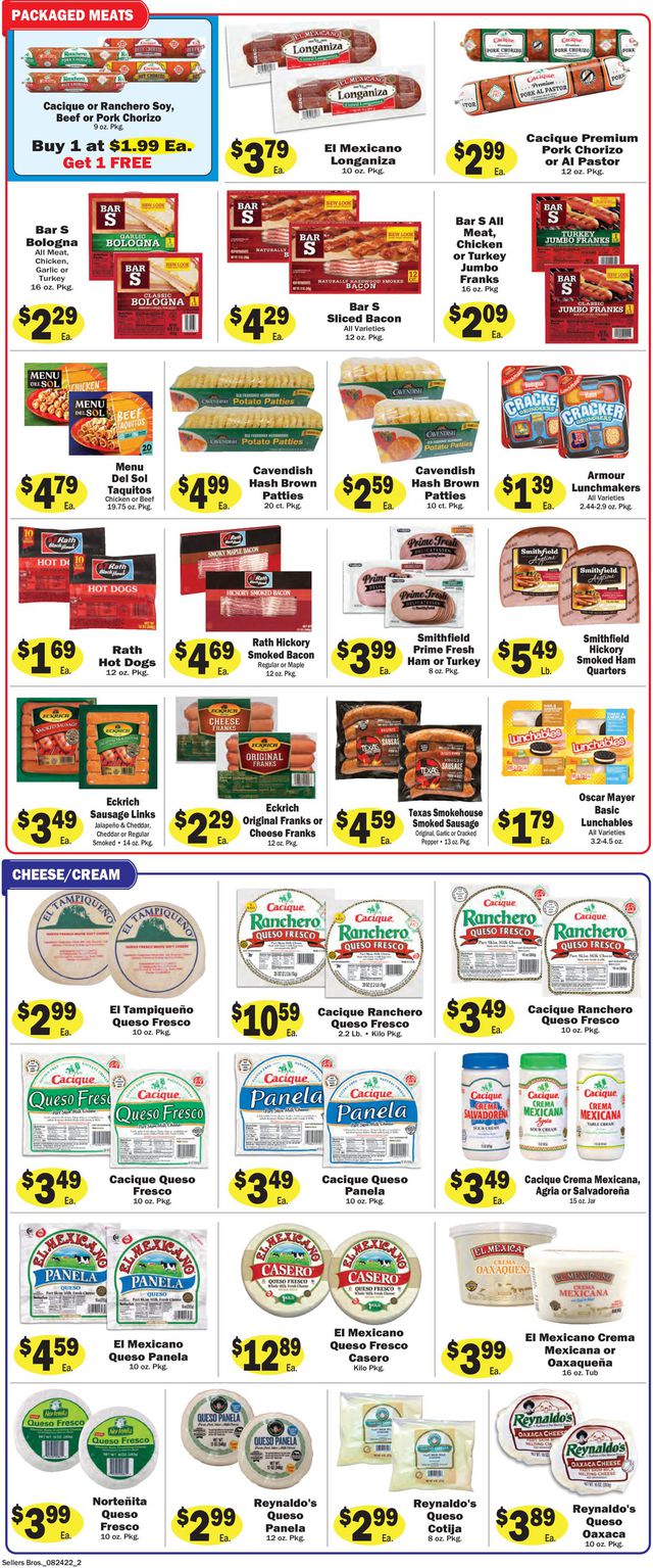 Sellers Bros. Ad from 08/24/2022