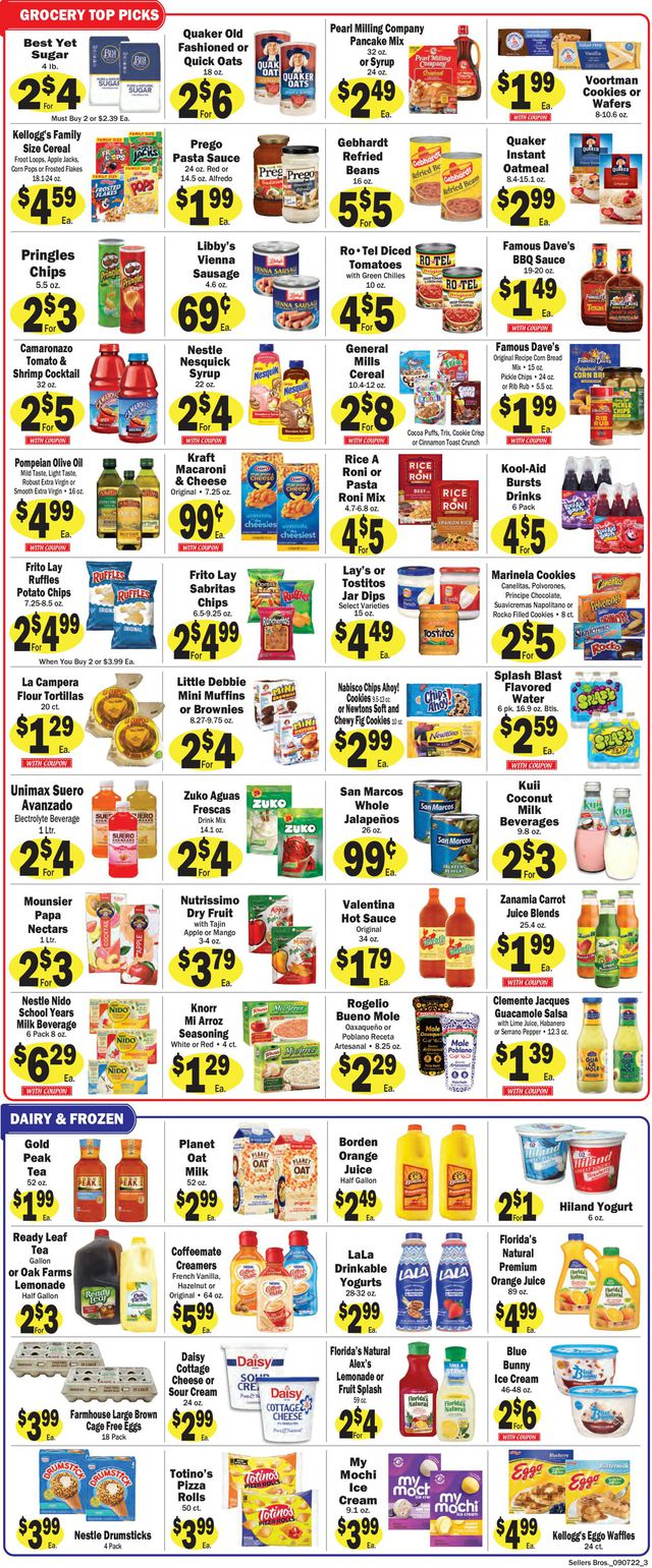 Sellers Bros. Ad from 09/07/2022
