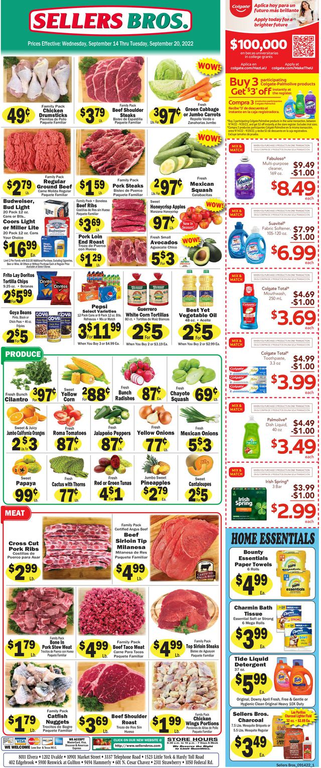 Sellers Bros. Ad from 09/14/2022