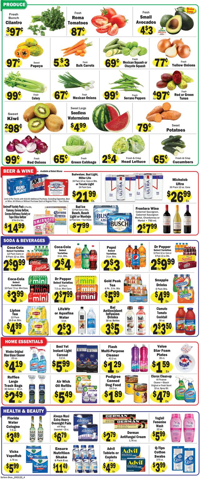 Sellers Bros. Ad from 09/21/2022