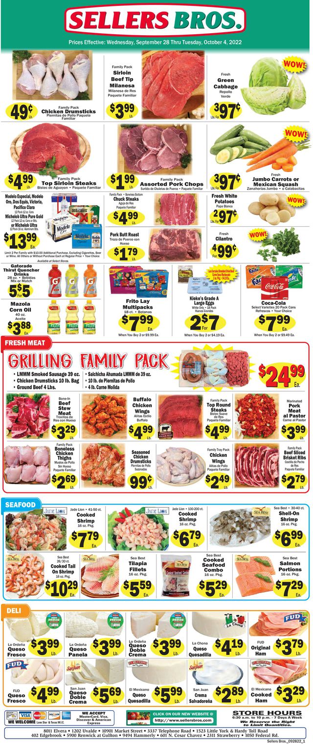 Sellers Bros. Ad from 09/28/2022