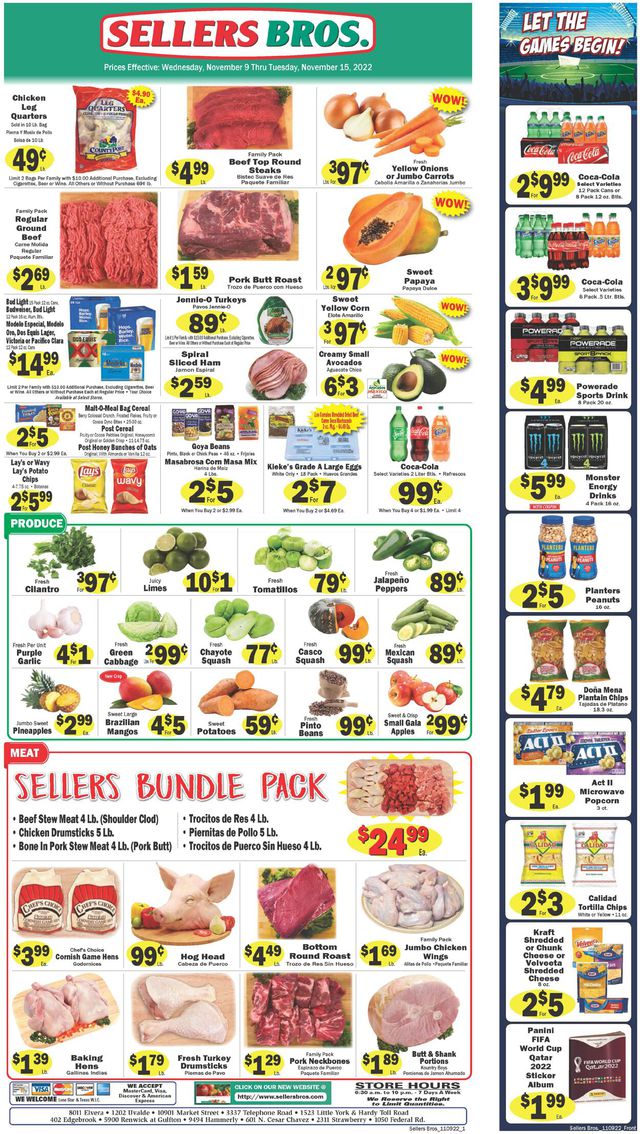 Sellers Bros. Ad from 11/09/2022