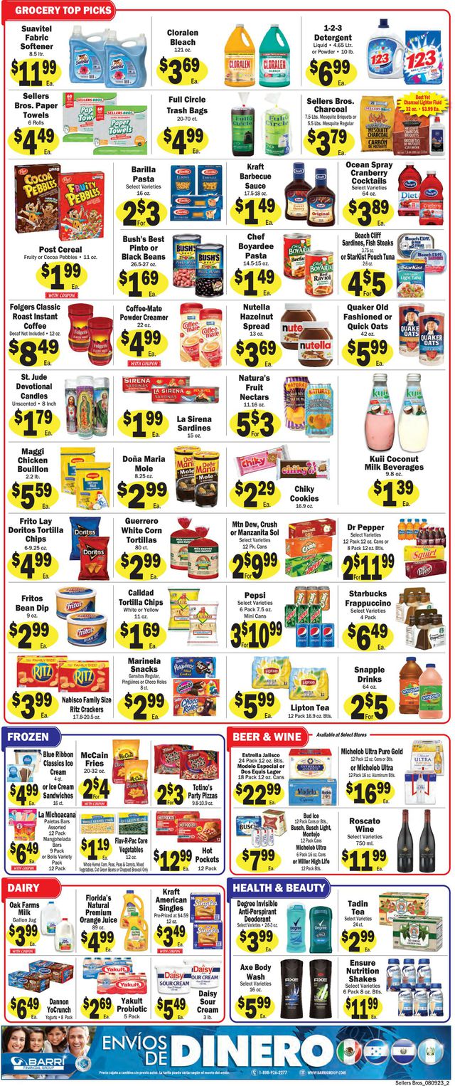 Sellers Bros. Ad from 08/09/2023