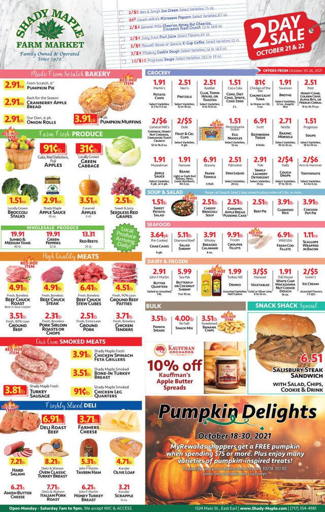 Shady Maple Ad from 10/20/2021