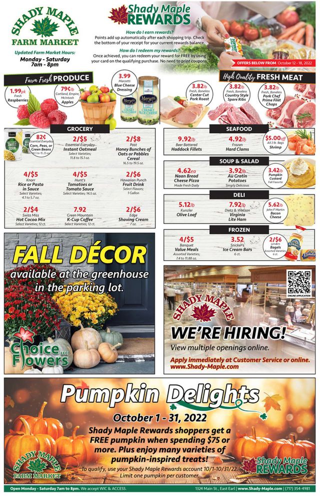 Shady Maple Ad from 10/19/2022