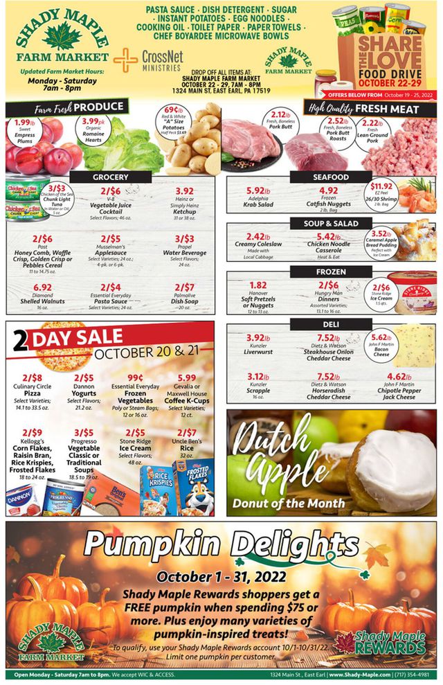 Shady Maple Ad from 10/19/2022