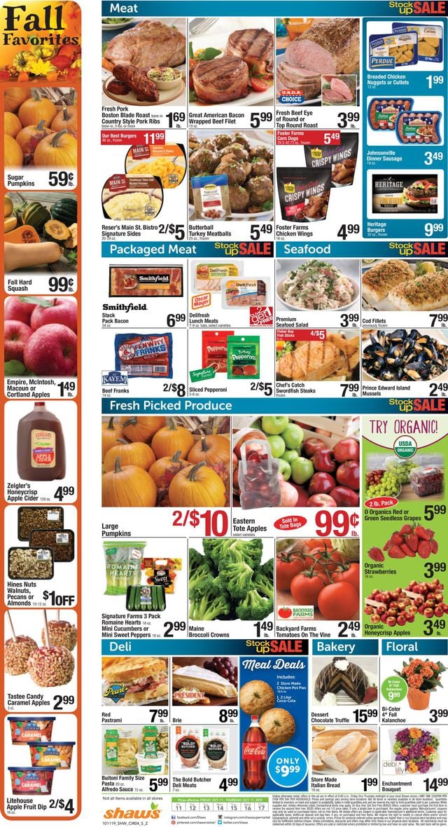 Shaw’s Ad from 10/11/2019