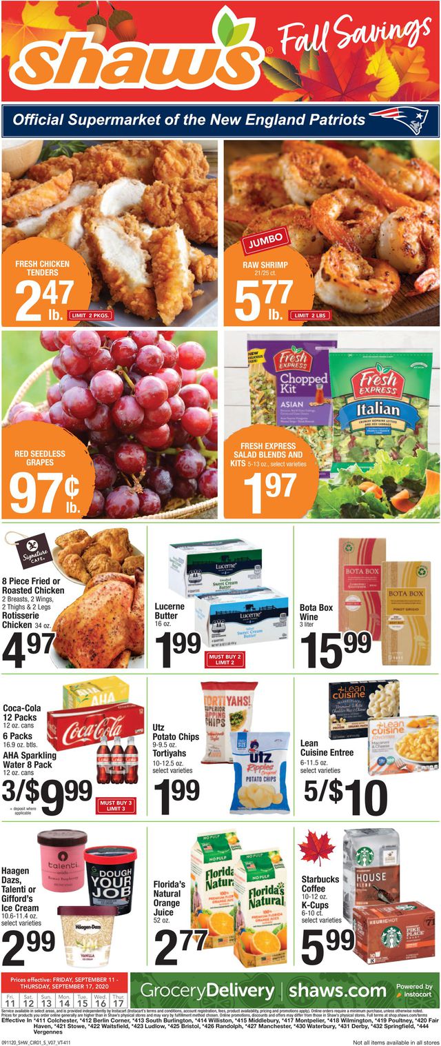 Shaw’s Ad from 09/11/2020