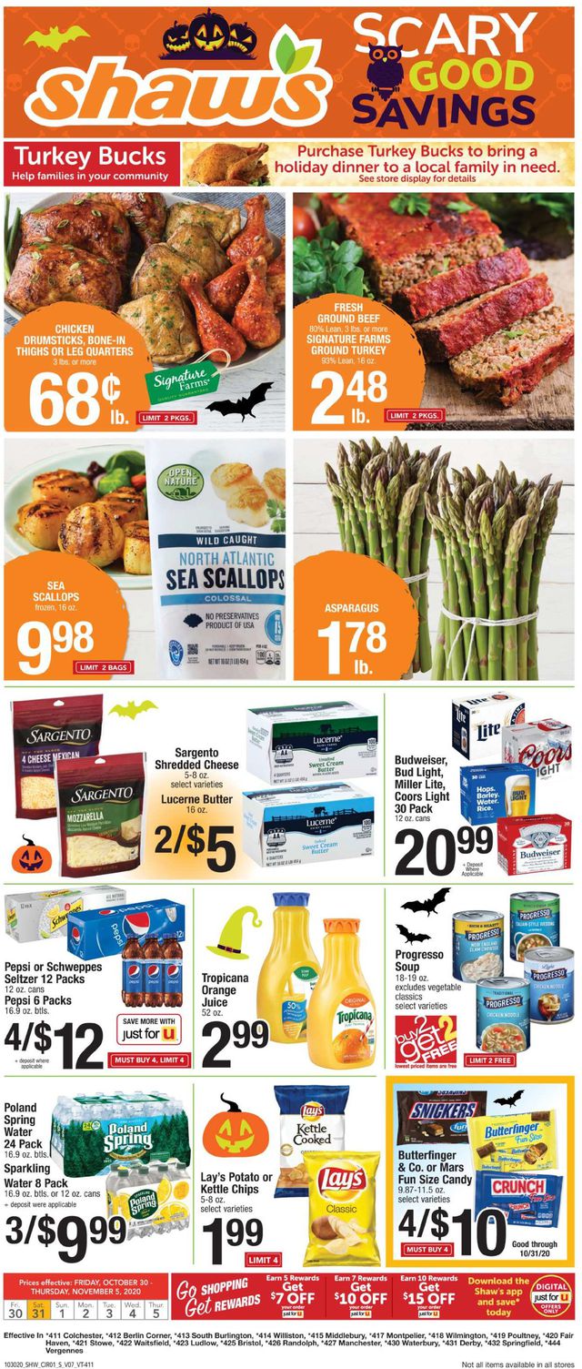 Shaw’s Ad from 10/30/2020