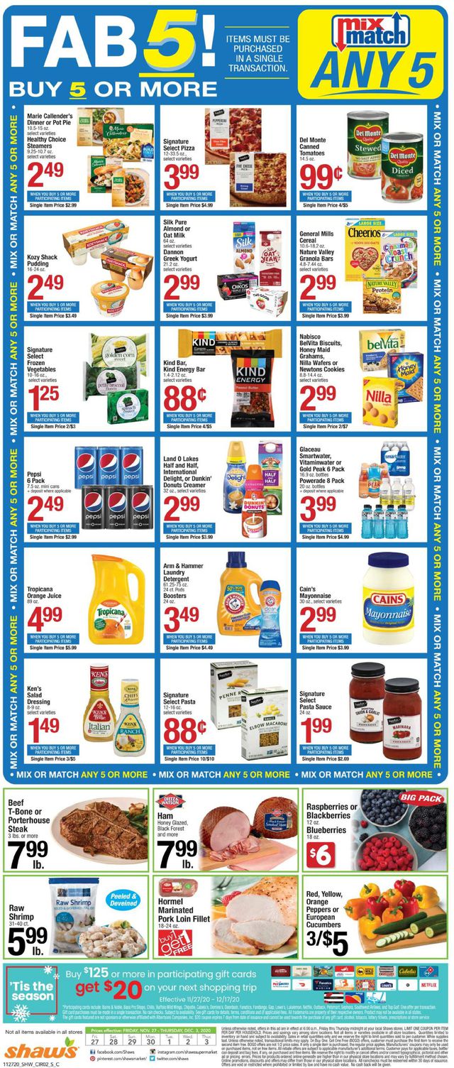 Shaw’s Ad from 11/27/2020