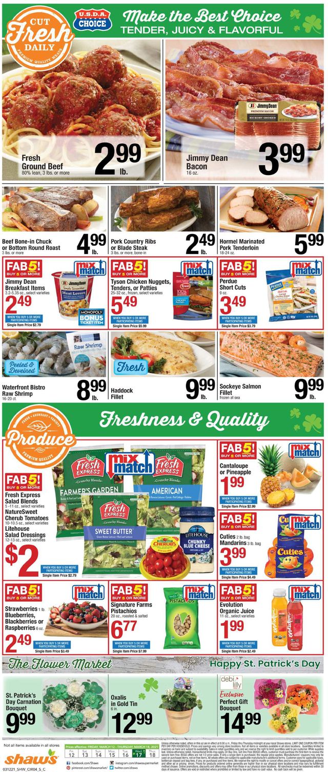 Shaw’s Ad from 03/12/2021