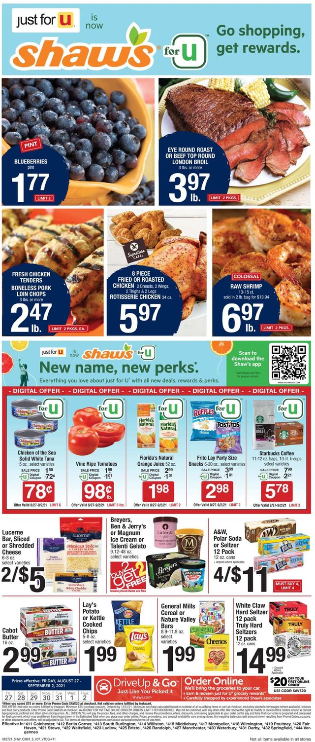 Shaw’s Ad from 08/27/2021
