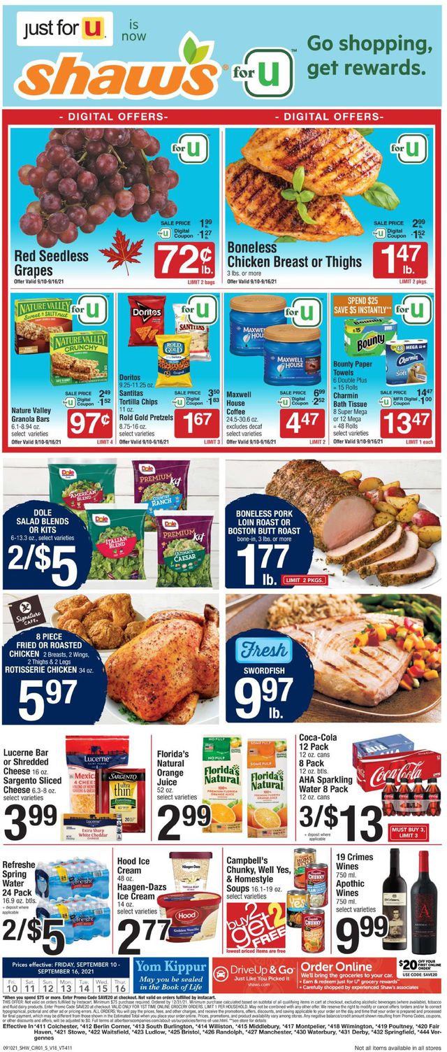 Shaw’s Ad from 09/10/2021