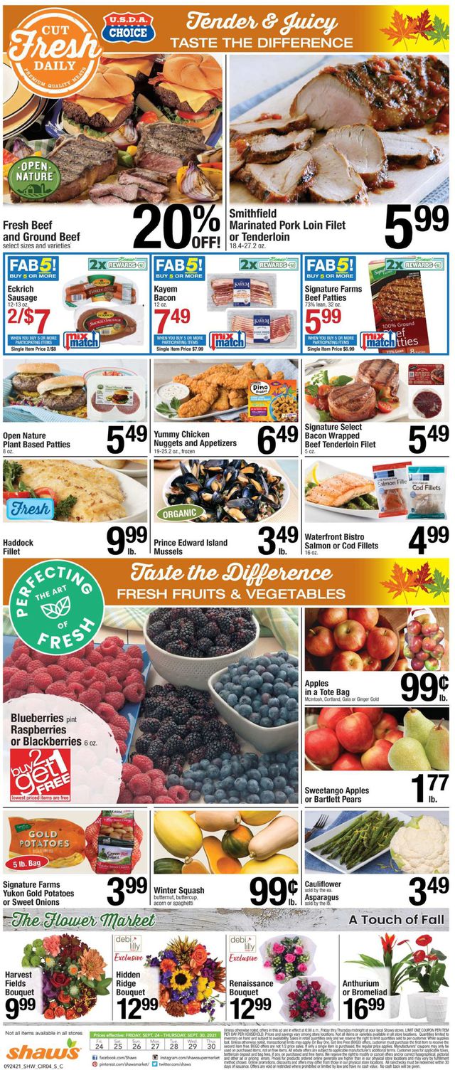 Shaw’s Ad from 09/24/2021
