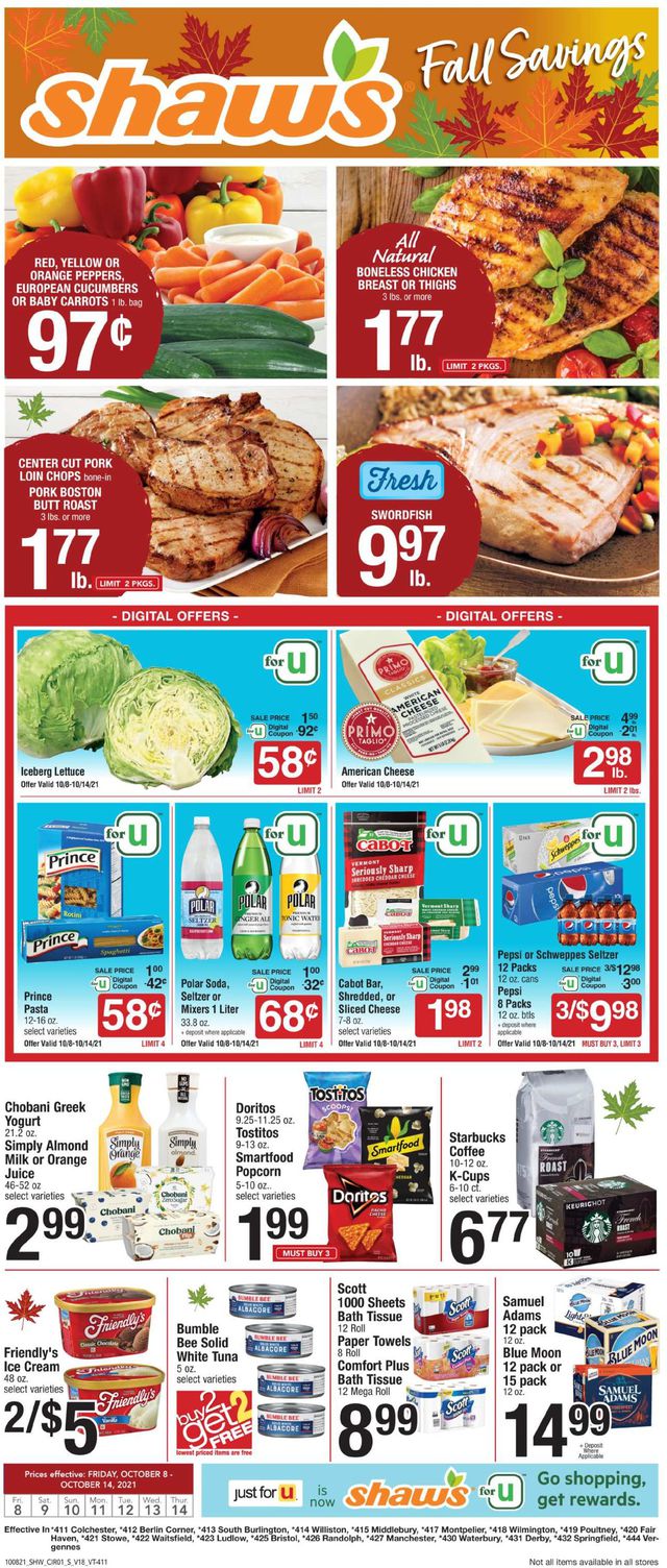 Shaw’s Ad from 10/08/2021