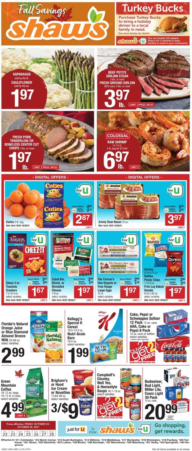 Shaw’s Ad from 10/22/2021