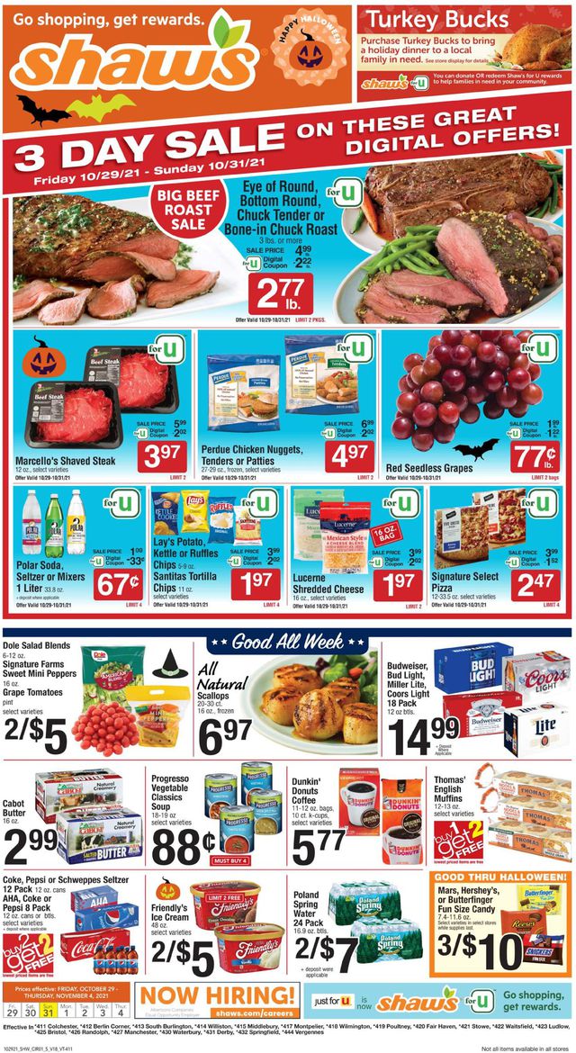 Shaw’s Ad from 10/29/2021