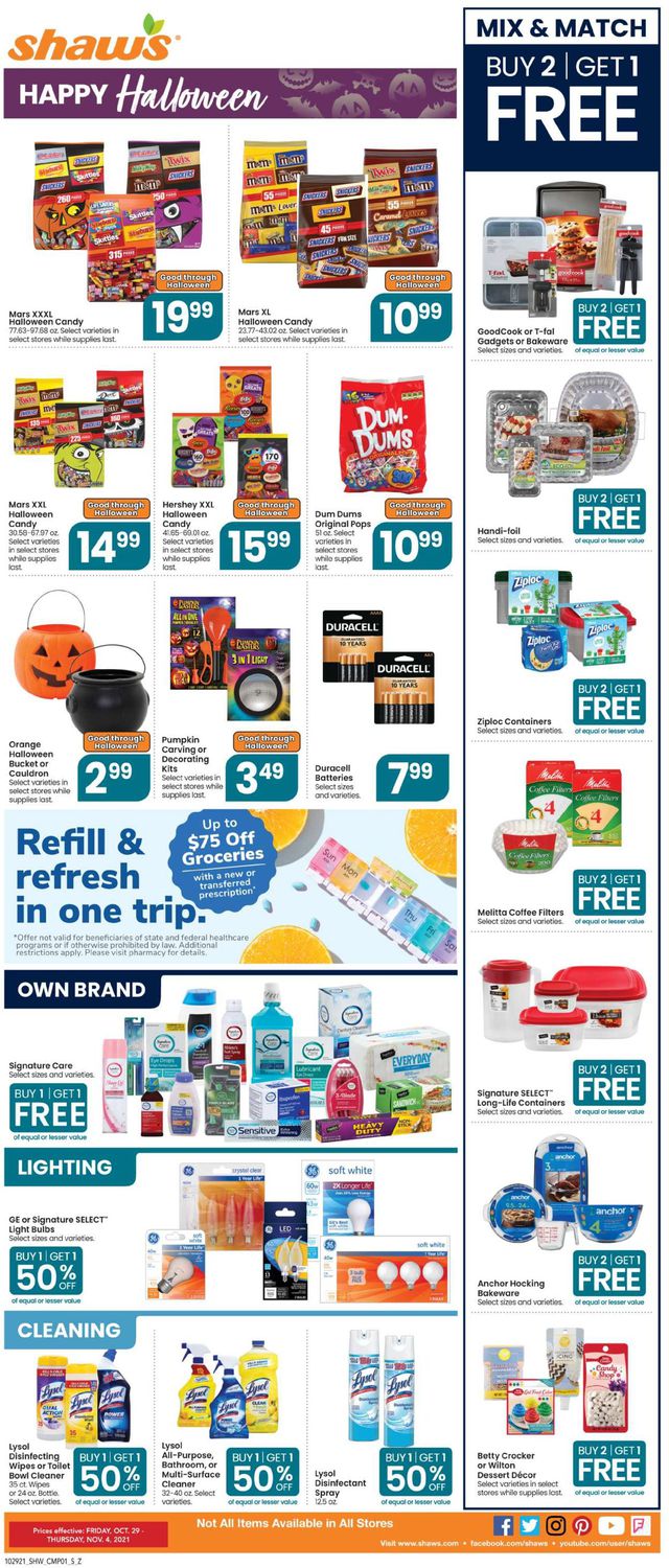 Shaw’s Ad from 10/29/2021