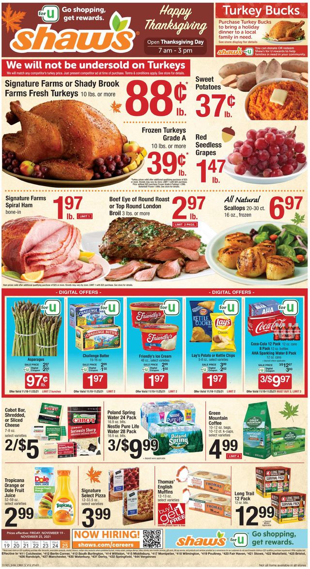 Shaw’s Ad from 11/19/2021
