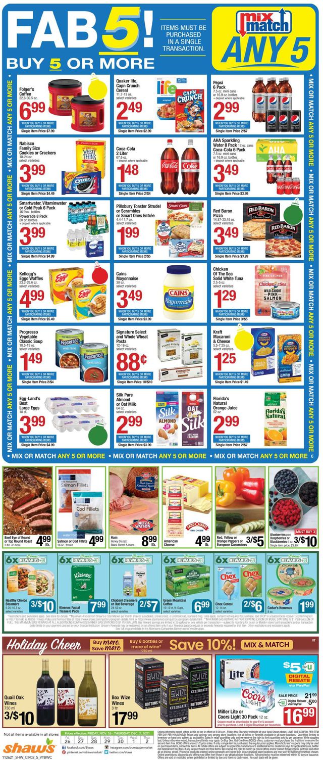 Shaw’s Ad from 11/26/2021