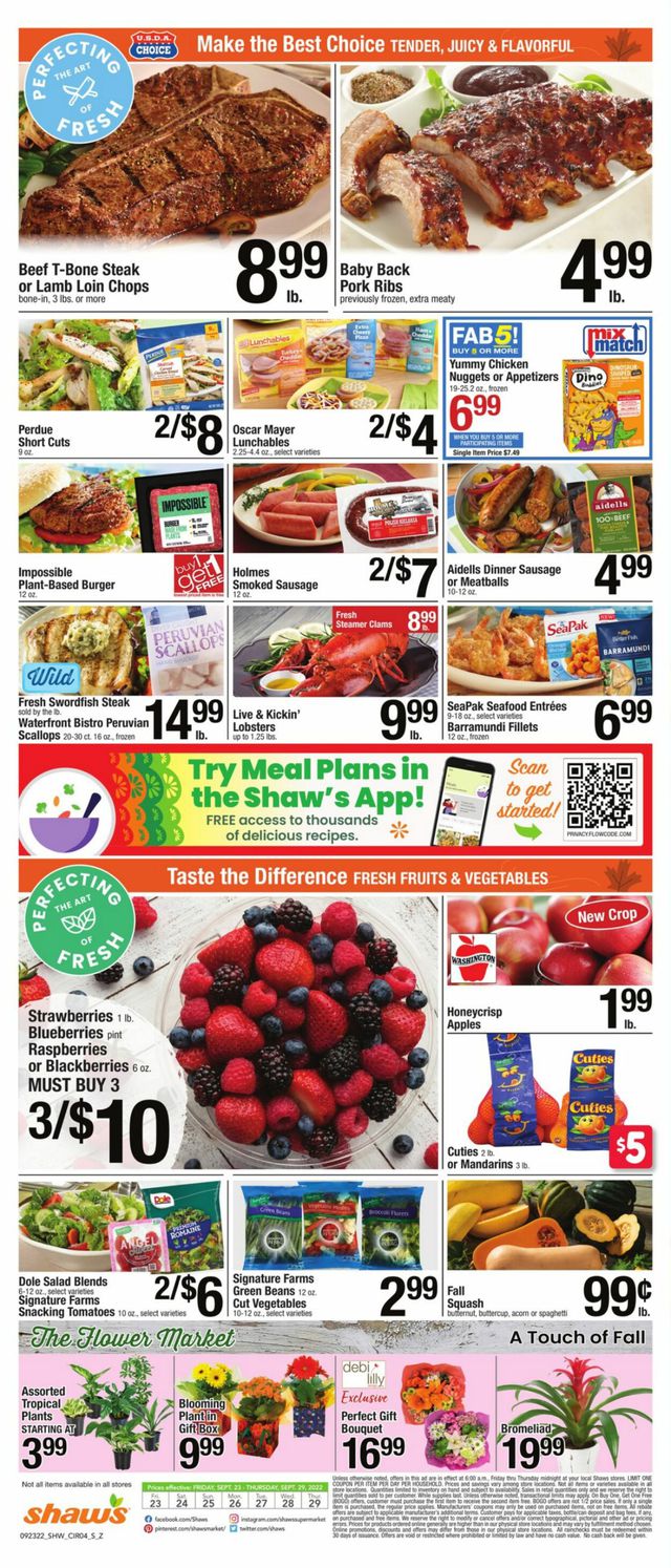 Shaw’s Ad from 09/23/2022