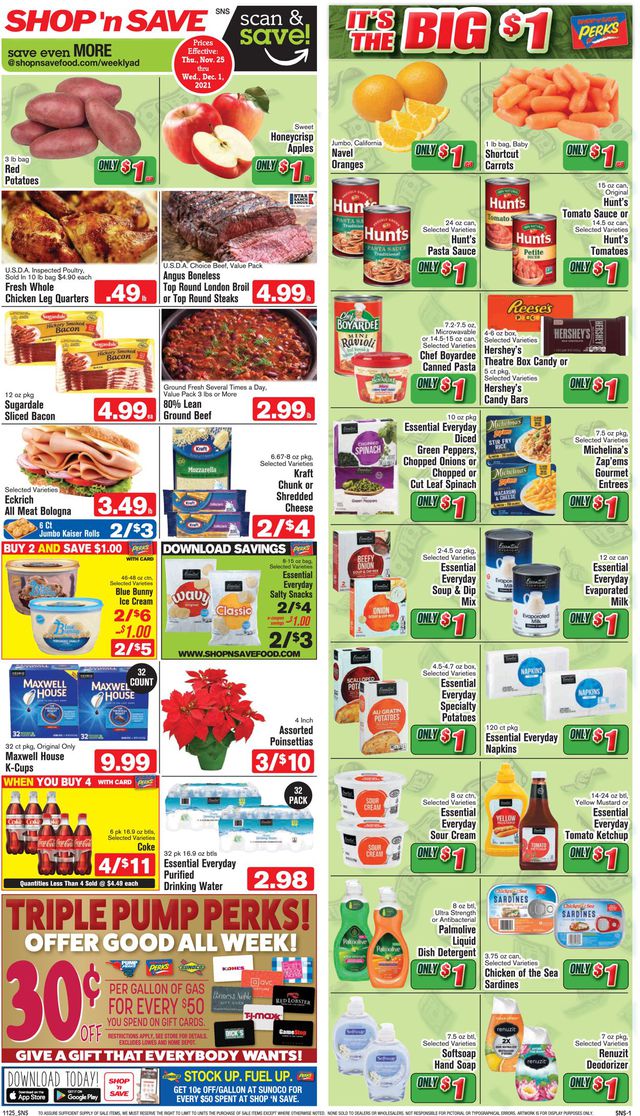 Shop ‘n Save (Pittsburgh) Ad from 11/25/2021