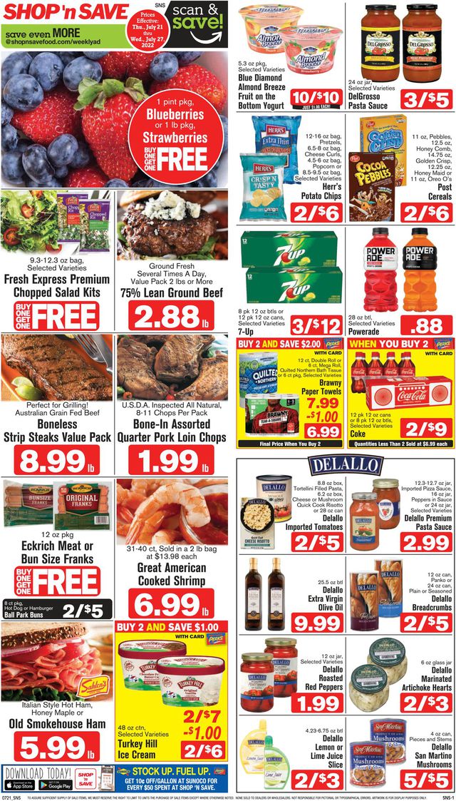 Shop ‘n Save (Pittsburgh) Ad from 07/21/2022