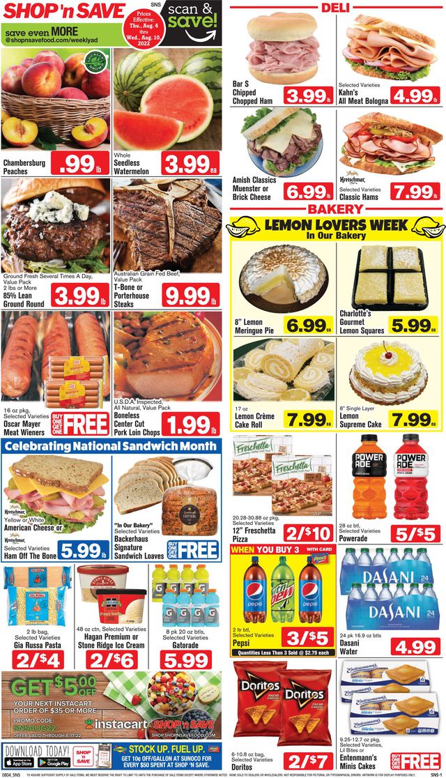 Shop ‘n Save (Pittsburgh) Ad from 08/04/2022