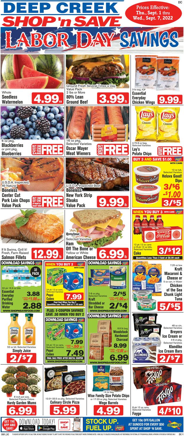 Shop ‘n Save Ad from 09/01/2022