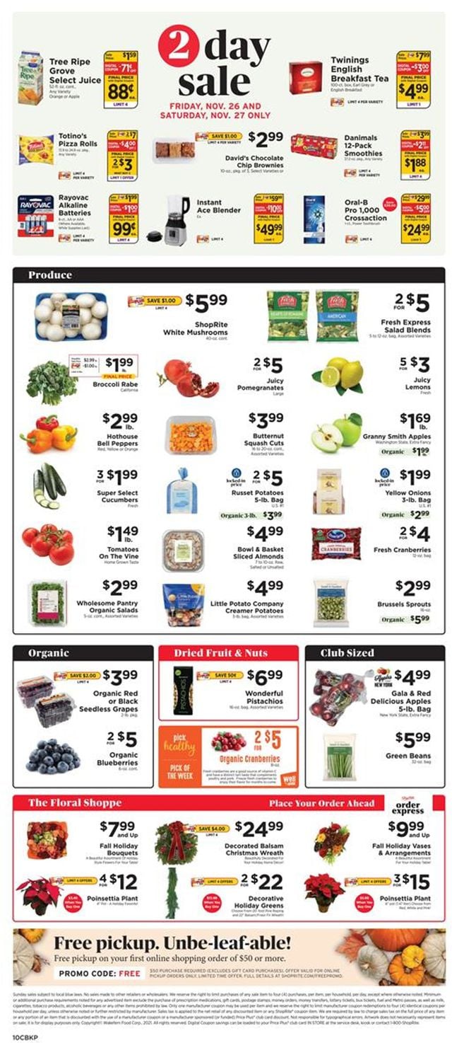 ShopRite Ad from 11/21/2021