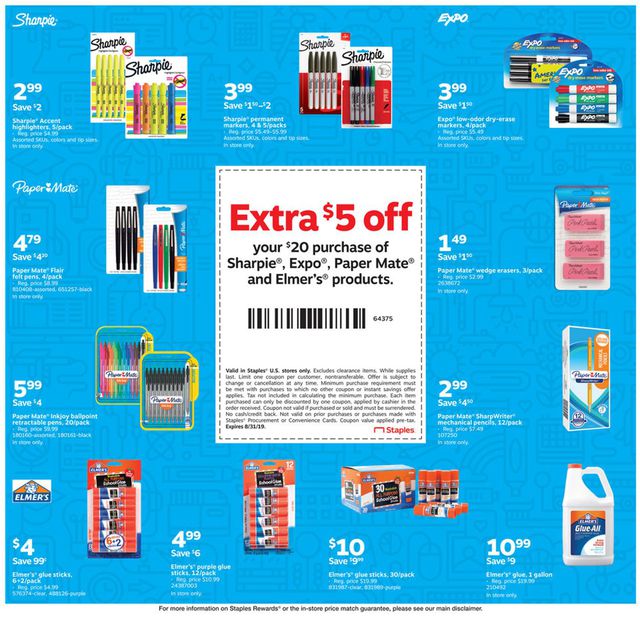 Staples Ad from 08/18/2019