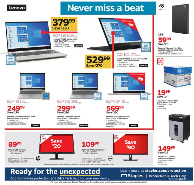 Staples Ad from 12/27/2019