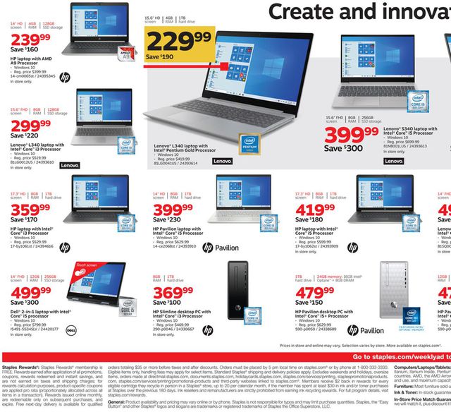 Staples Ad from 01/19/2020